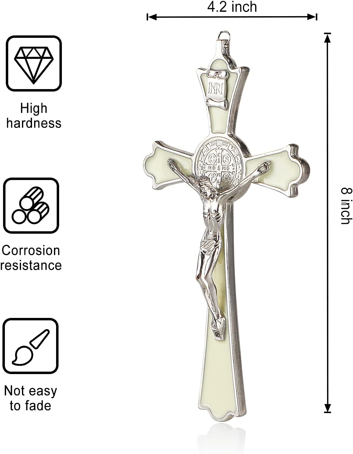 VINETEN Saint Benedict Enamel Wall Cross 8 Inch