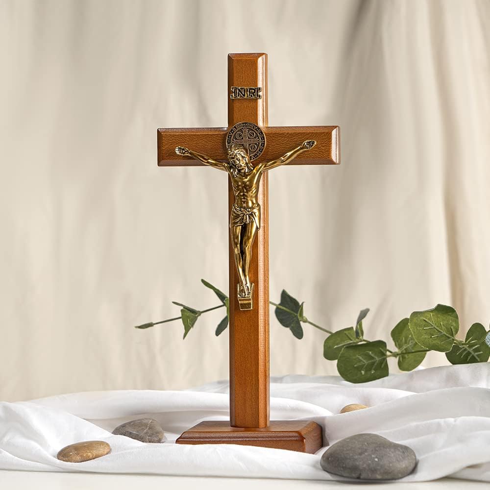 KUXBET 107 Inch Wooden Wall Cross with Stand