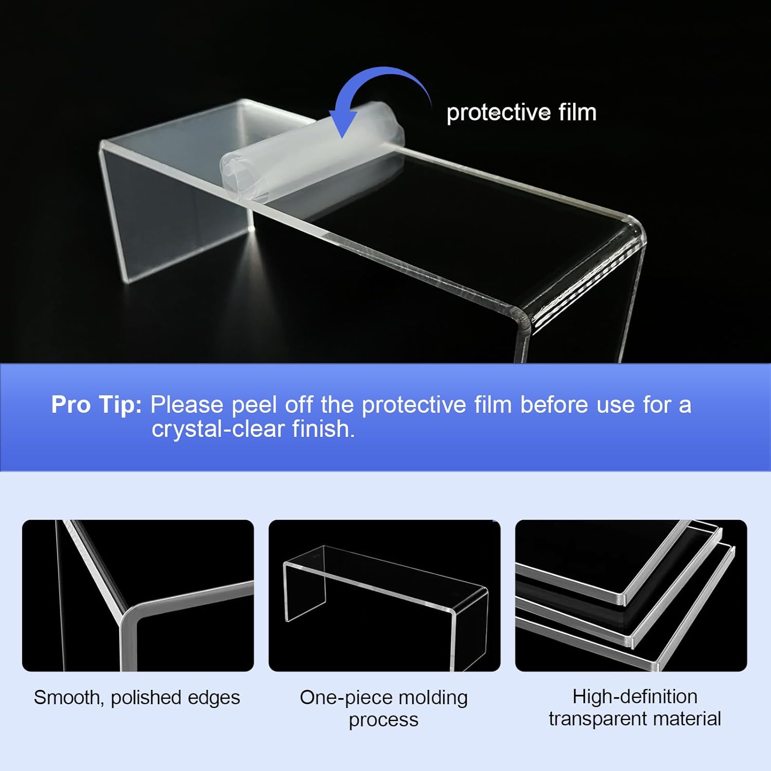 OVNTHYK Acrylic Display Risers - 2 Sets 10 Pcs Clear Rectangular Risers