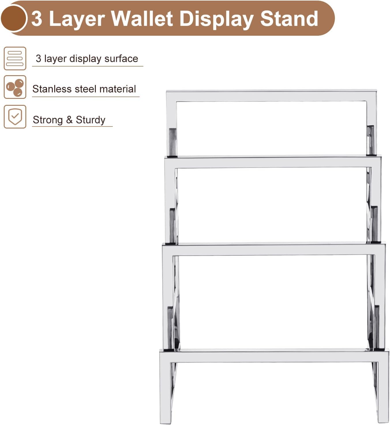 Uxcell Clutch Purse 3 Layer Display Stand - Silver 2Pcs