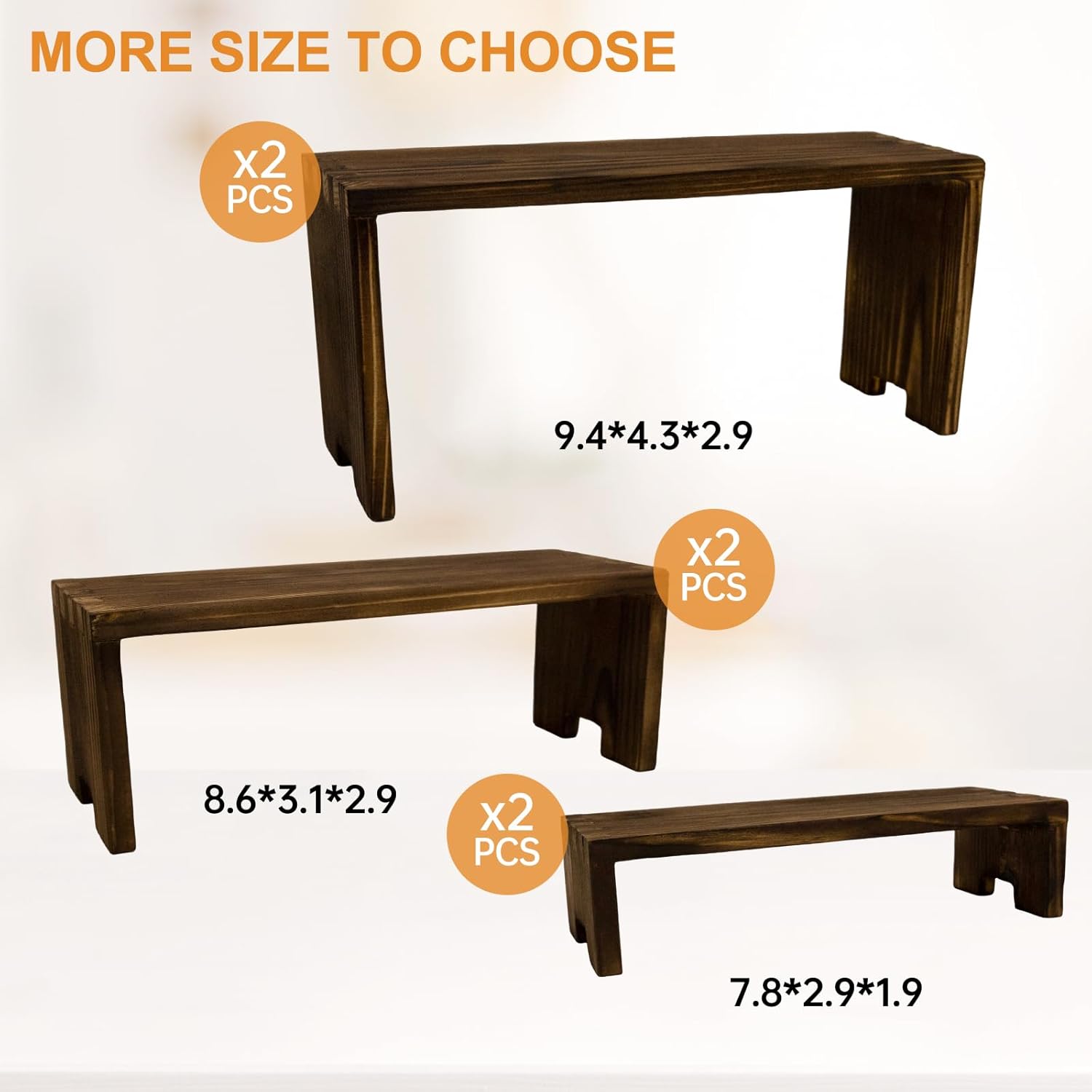 6-Piece Wood Display Risers Set for Home Dcor