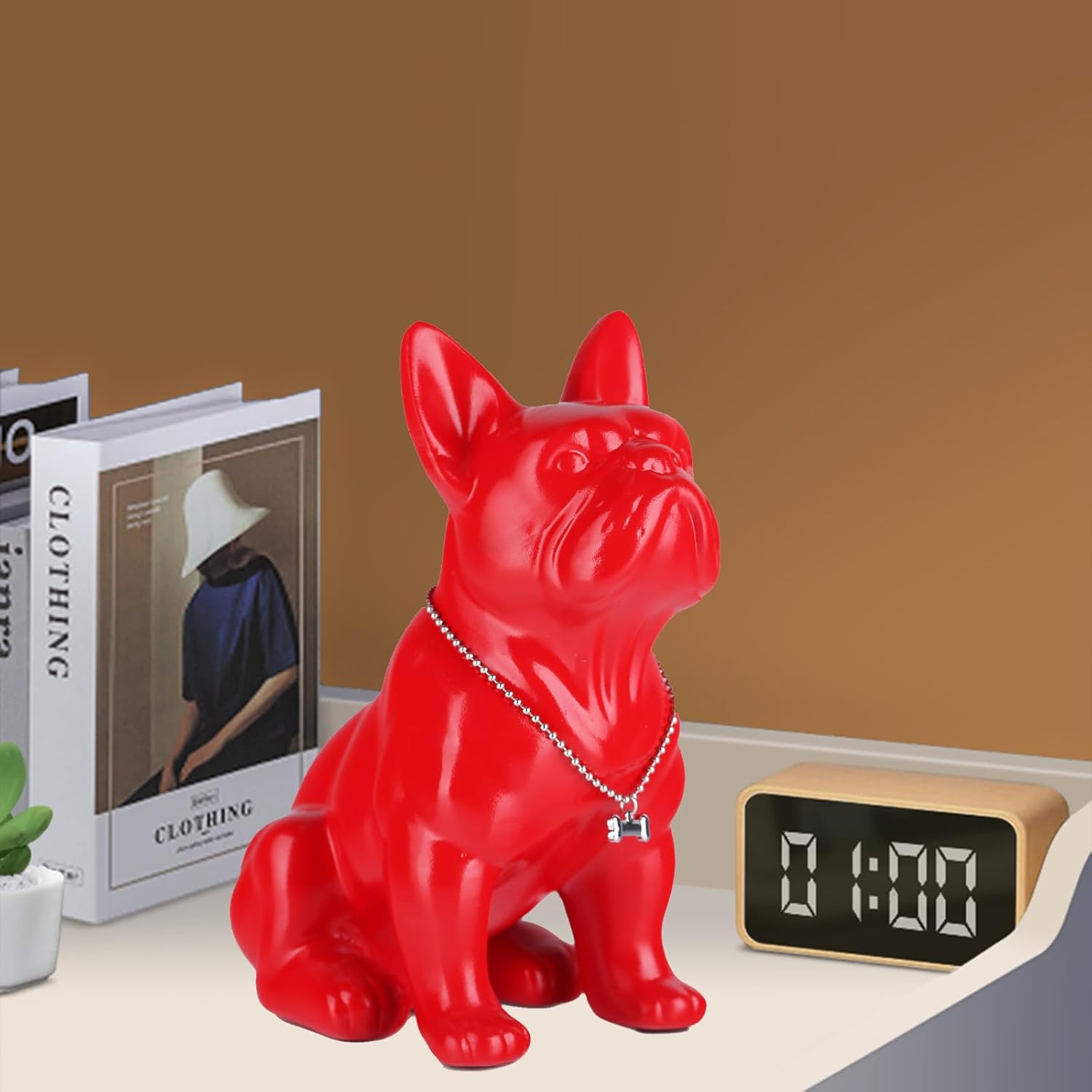 French Bulldog Metal Statue - 9in Red