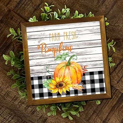 Farm Fresh Pumpkin Wooden Framed Sign 12x12 inch