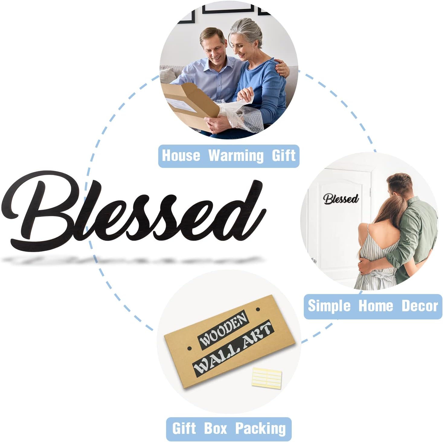 Wood Blessed Sign for Home Decor