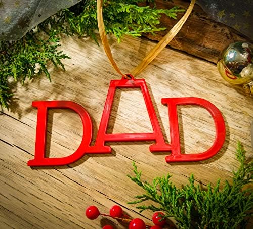 Dad Christmas Ornament with Letter Frame for Kids Photo - Red