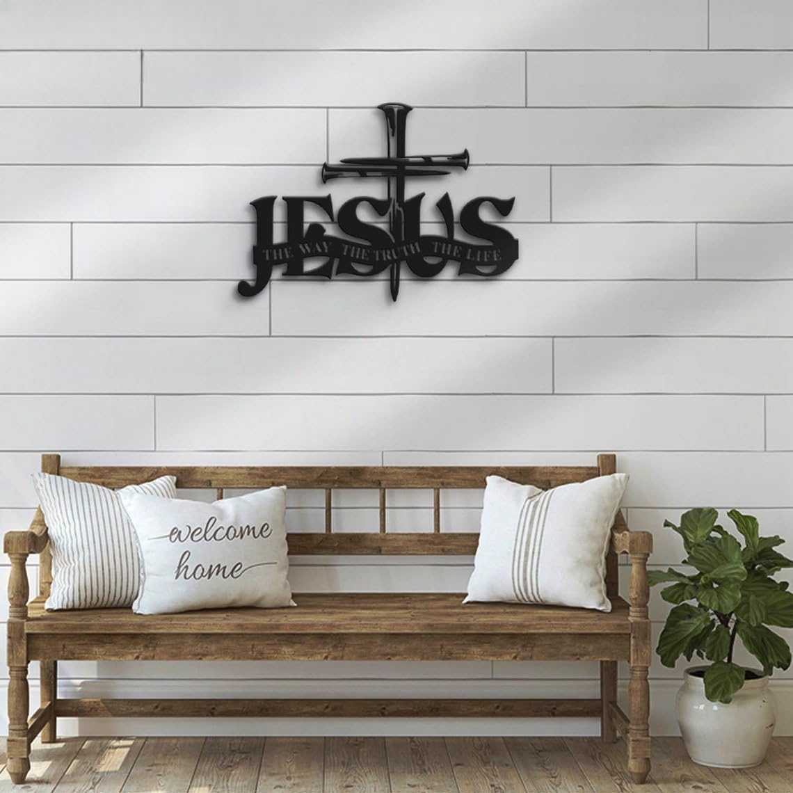 Personalized Cross Wall Decor with Name and LED Light