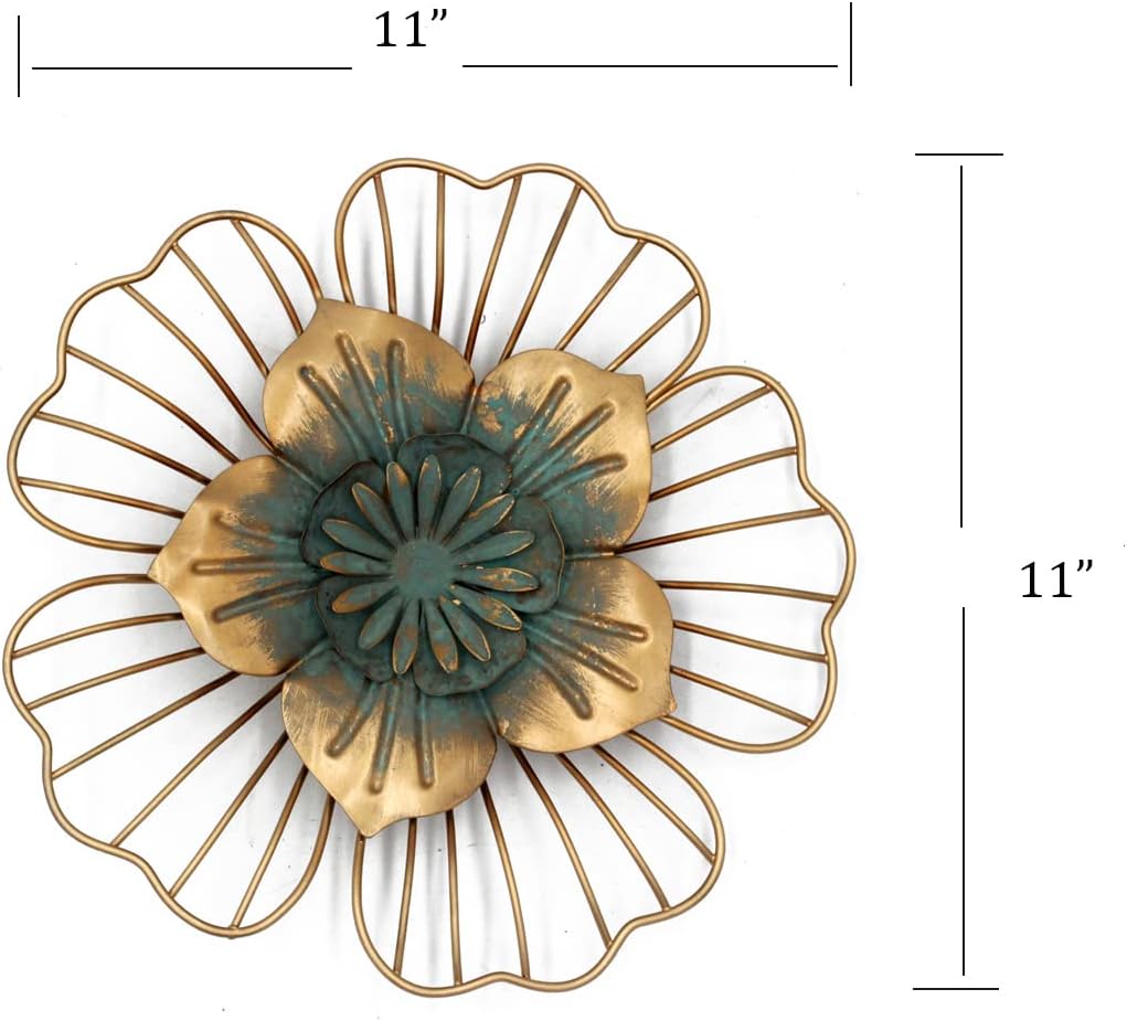 Funerom Golden Floral Wall Decor 11x15x11 Inches