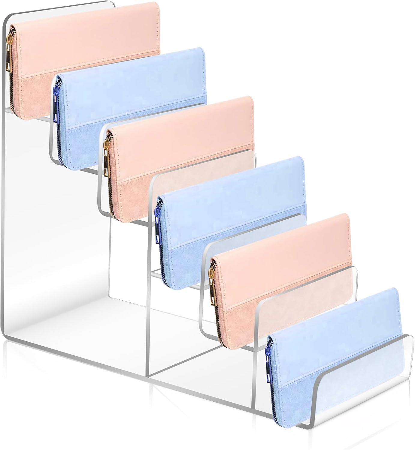 6 Tier Wallet Display Stand with Clear Acrylic Base