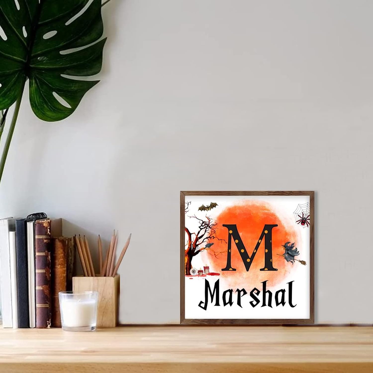 COCOKEN Halloween Name Letter Wooden Wall Art