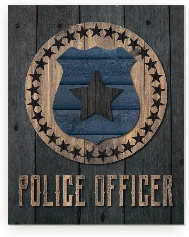 Police Officer Badge Farmhouse Wall Decor Sign 12x15