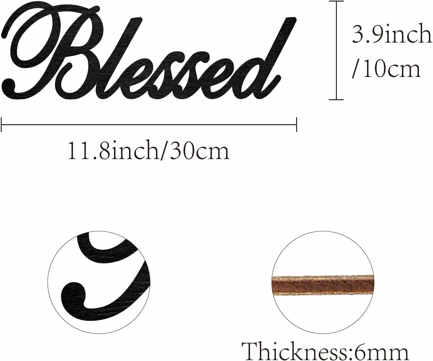 Blessed Wooden Sign Wall Decor Unfinished Letter Cutout