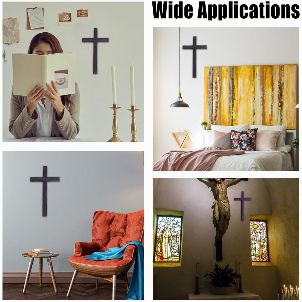HOBBIESAY Black Wooden Wall Cross Decoration
