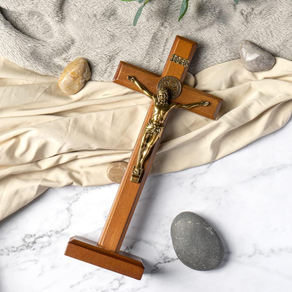 KUXBET 107 Inch Wooden Wall Cross with Stand