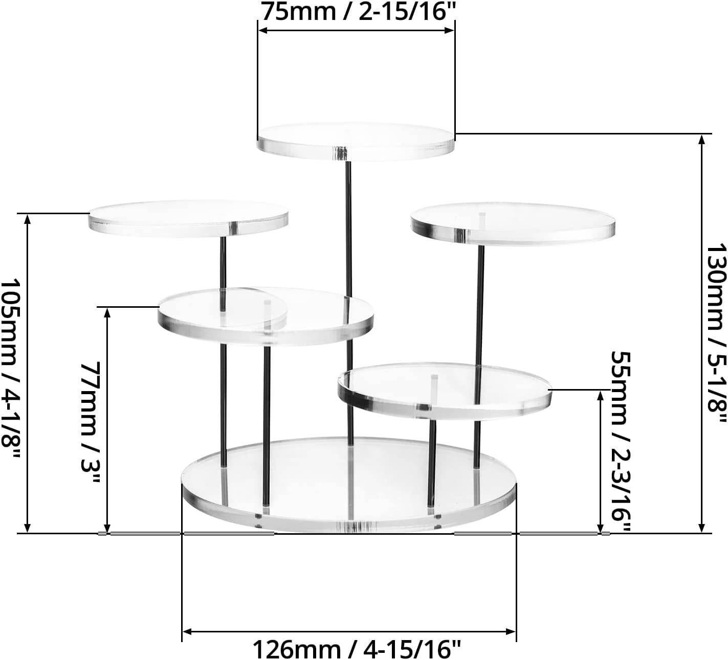 QWORK 5 Tier Acrylic Display Riser Stand for Jewelry and Mini Figurines