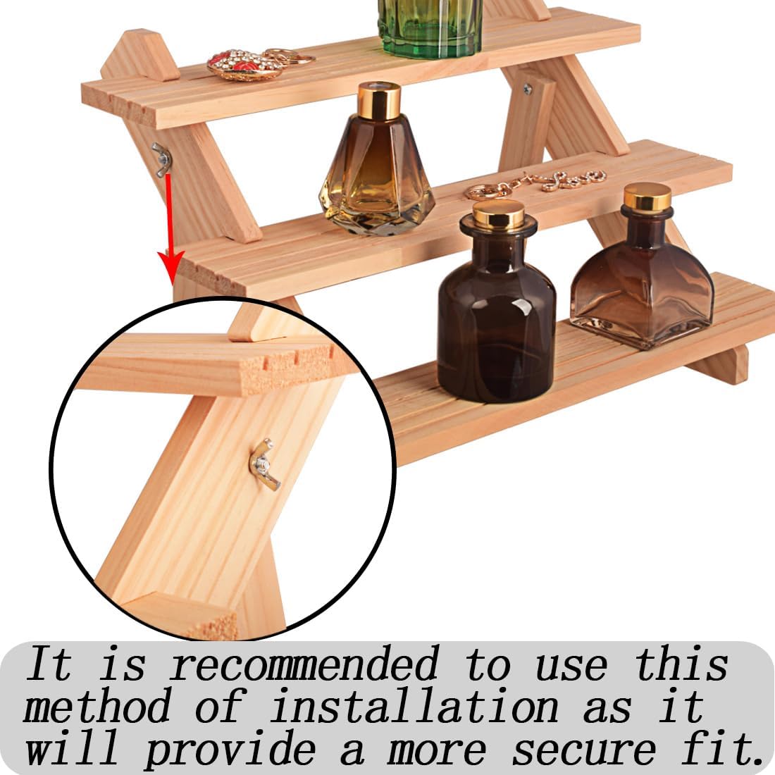 Wooden 3 Tier Display Riser for Perfume and Decor