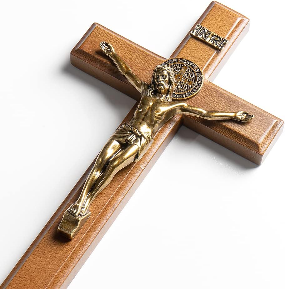KUXBET 107 Inch Wooden Wall Cross with Stand