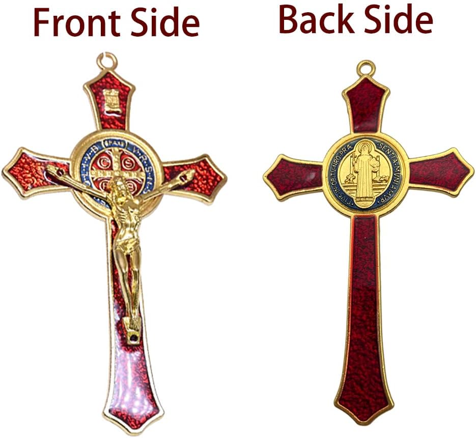 Saint Benedict Red Enamel Wall Cross Protection Decoration