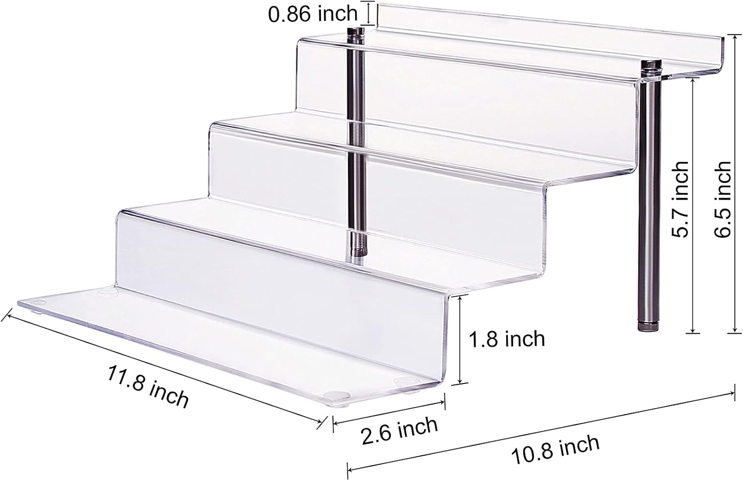 CECOLIC 4 Tier Acrylic Display Riser Stand Large 4 Pack