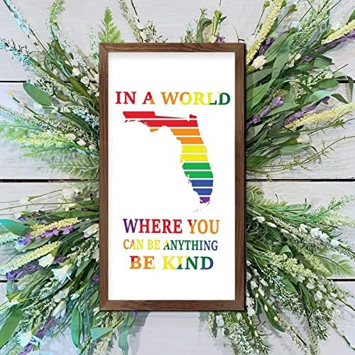 Rainbow Florida Map Wooden Wall Sign Farmhouse LGBTQ Decor