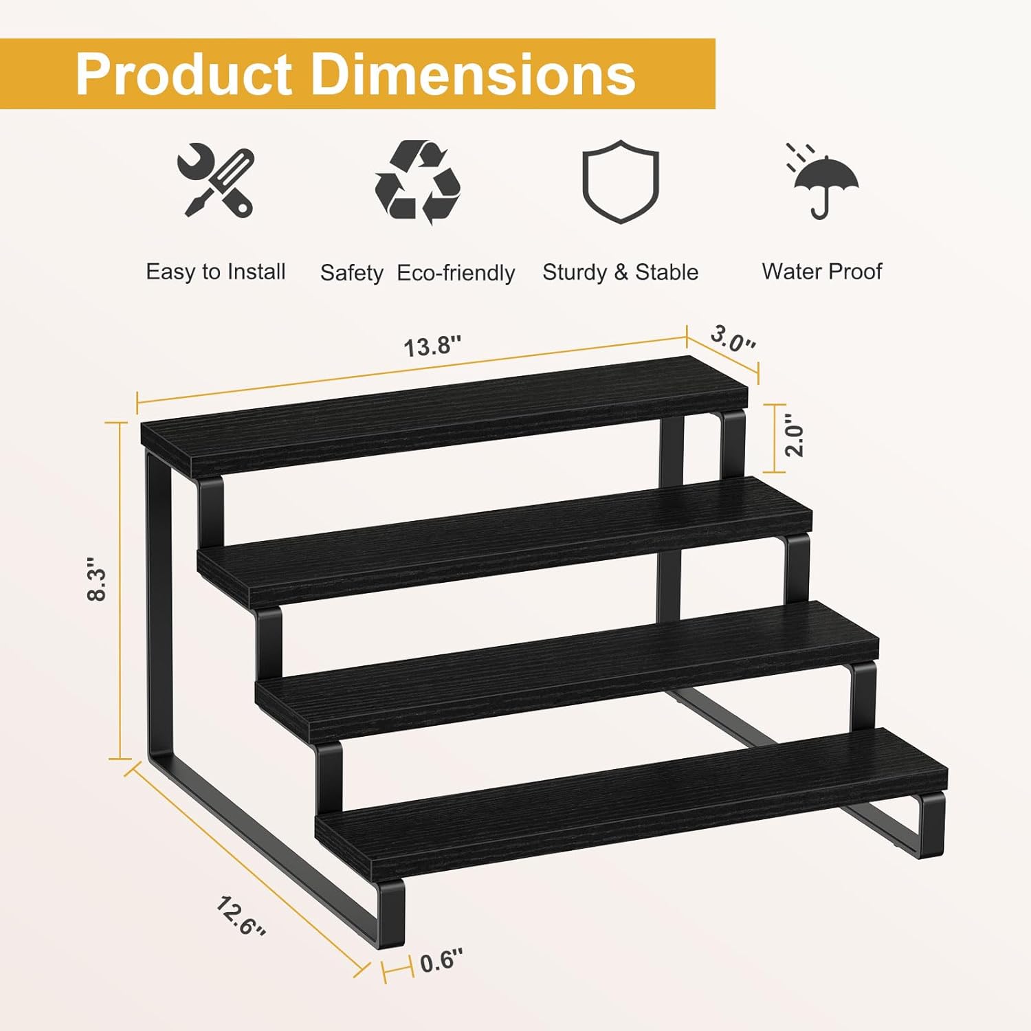 Giikin 4 Tier Wooden Display Stand Black