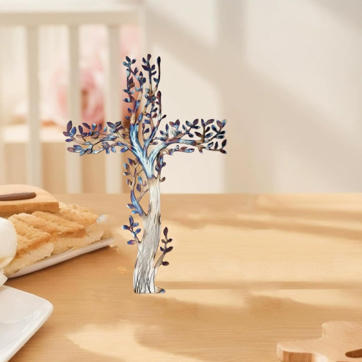 FXiaoy Cross Of Life Metal Wall Art Hanging Decor