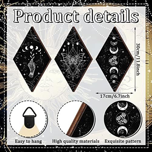 Ferraycle 3 Pcs Rustic Boho Moon Wall Art