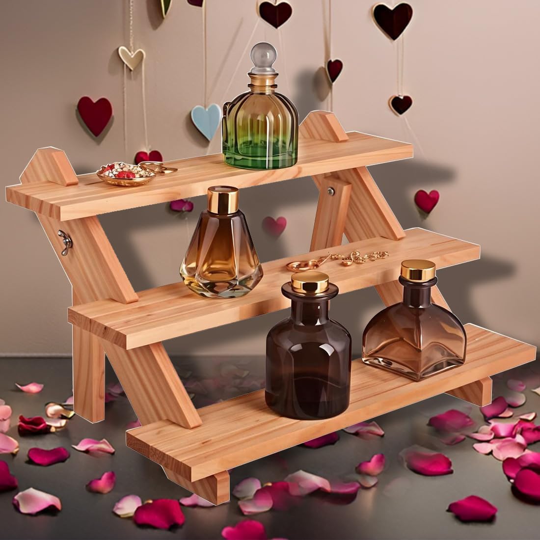 Wooden 3 Tier Display Riser for Perfume and Decor