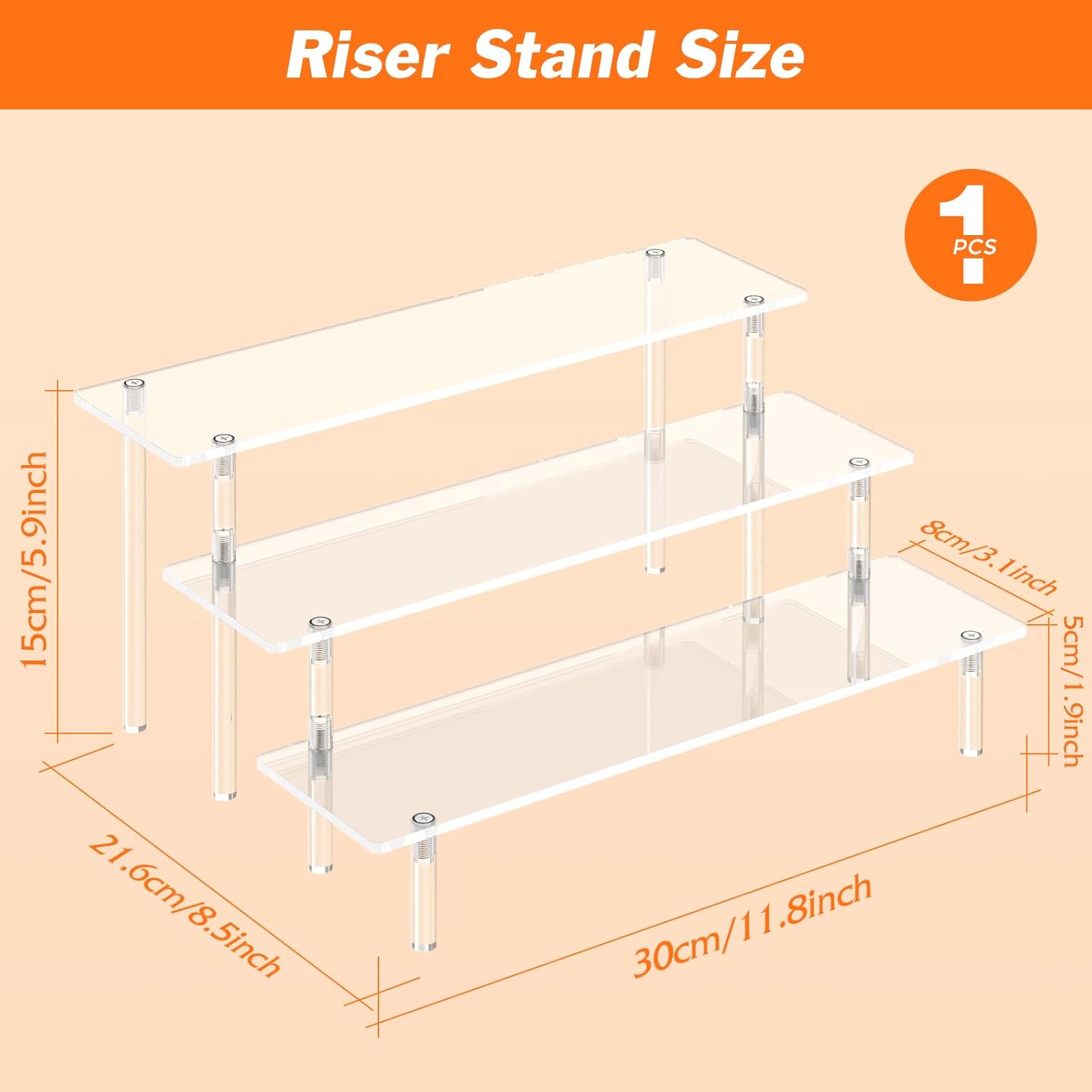 3 Tier Acrylic Display Risers for Home Dcor