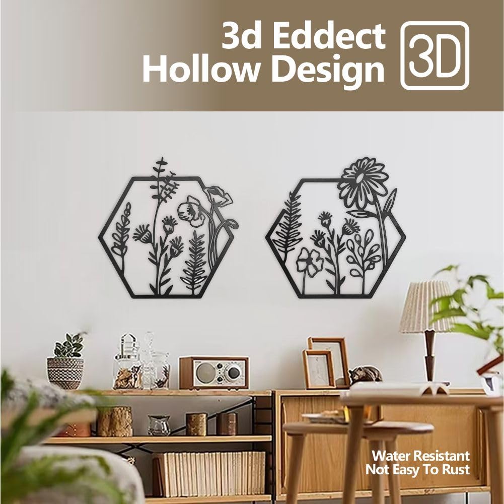 HONGCHU Wall Decor 5 Piece Metal Vase Art Set