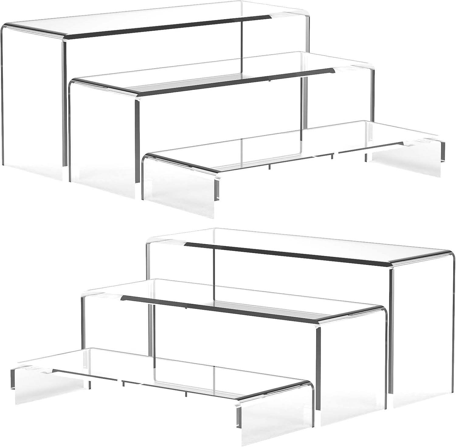 6 Piece Clear Acrylic Display Risers 3 Tier Stand