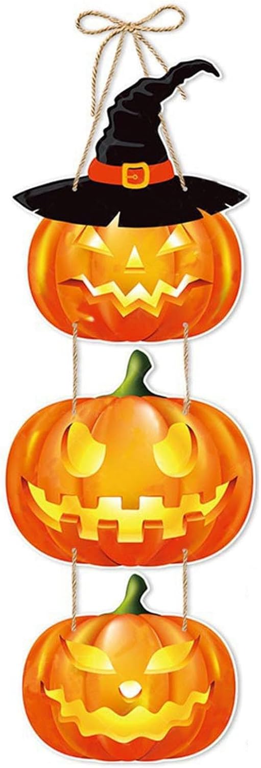 Roffiy 24 Inch Halloween Wall Pediment Pumpkin Door Ornaments