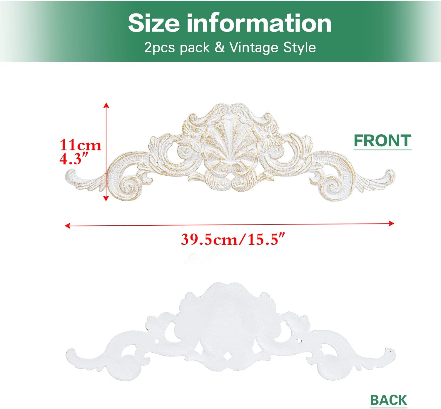 Sungmor 2PC Cast Iron Fleur De Lis Wall Decor