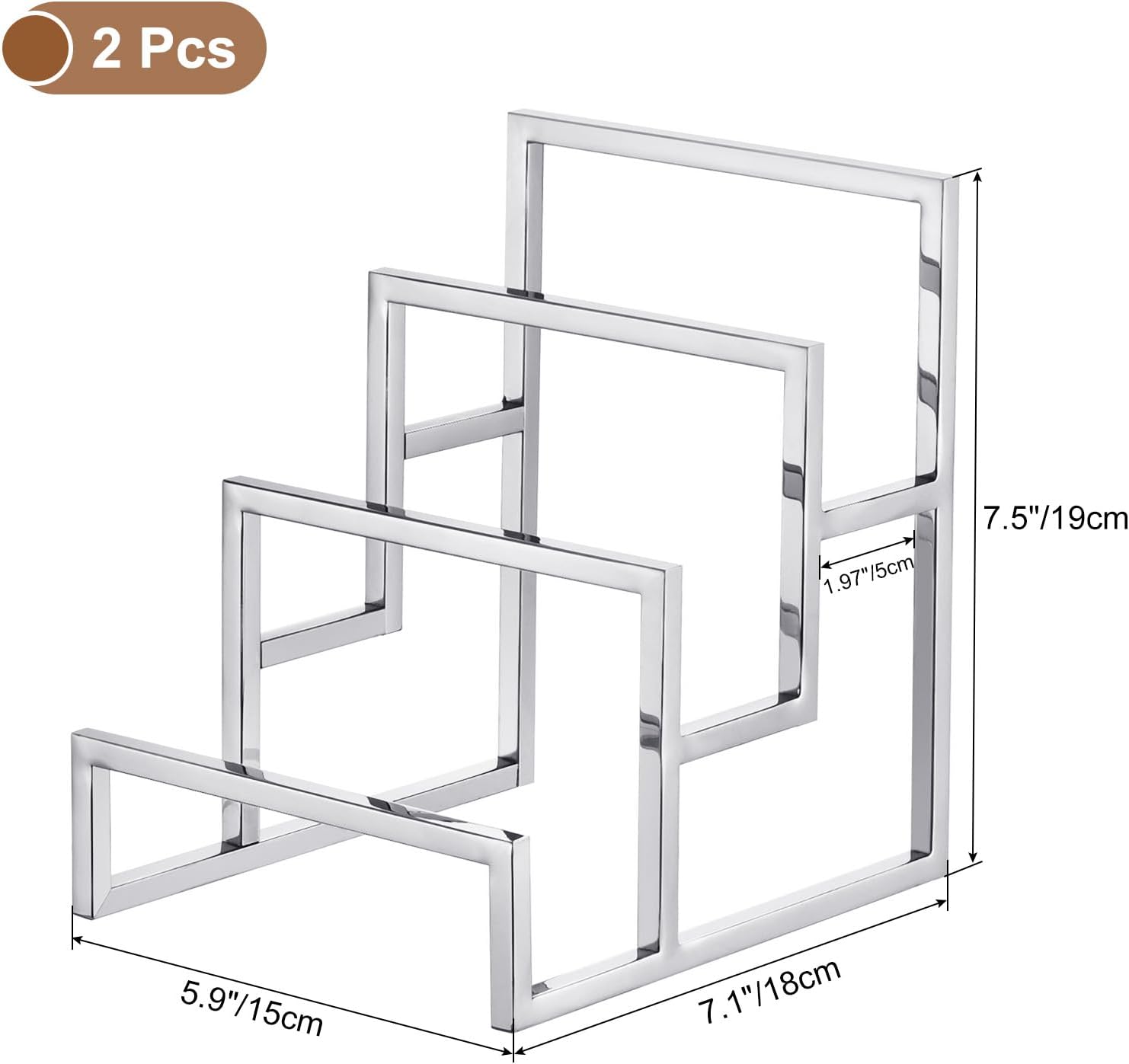 Uxcell Clutch Purse 3 Layer Display Stand - Silver 2Pcs