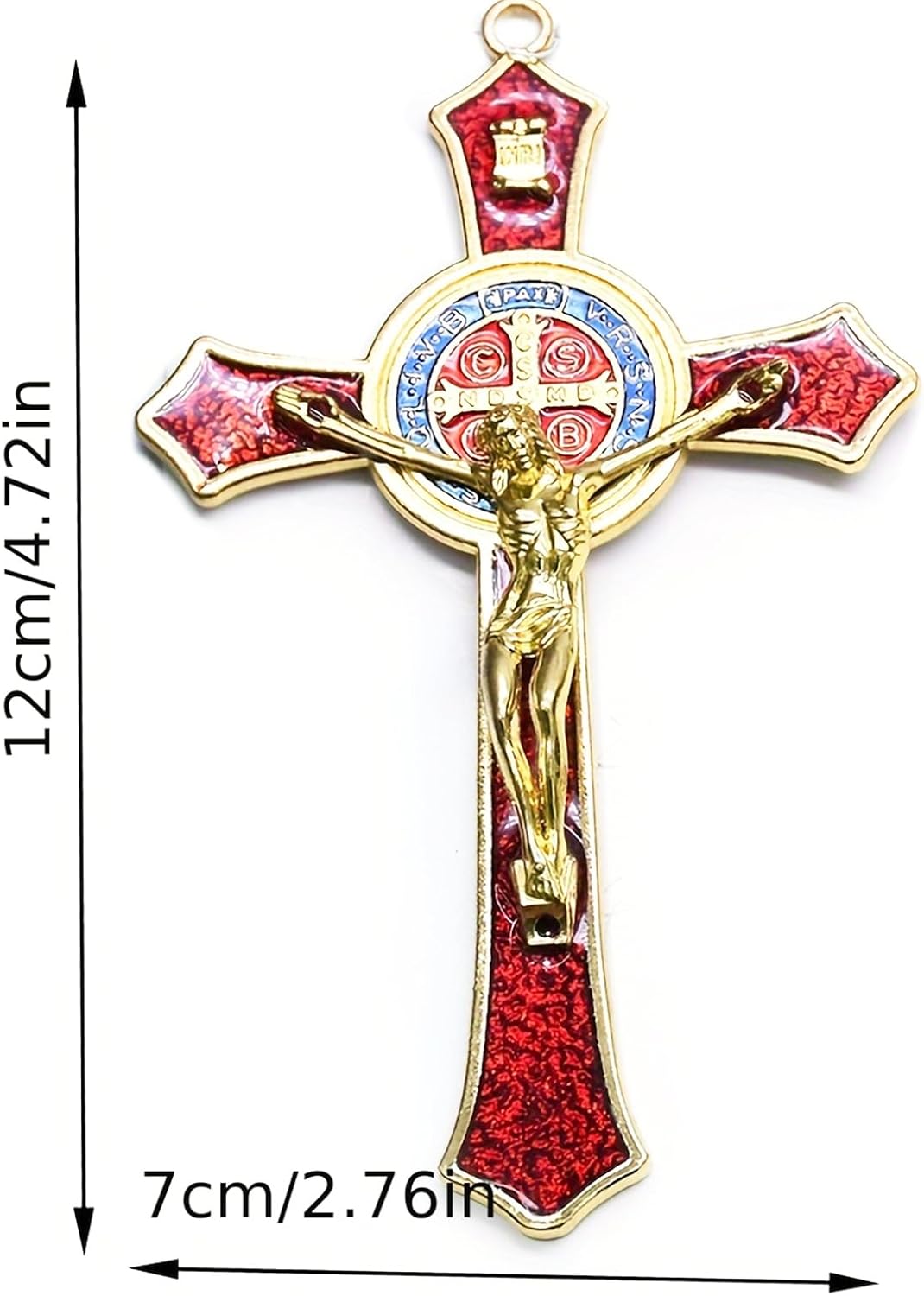 Saint Benedict Red Enamel Wall Cross Protection Decoration