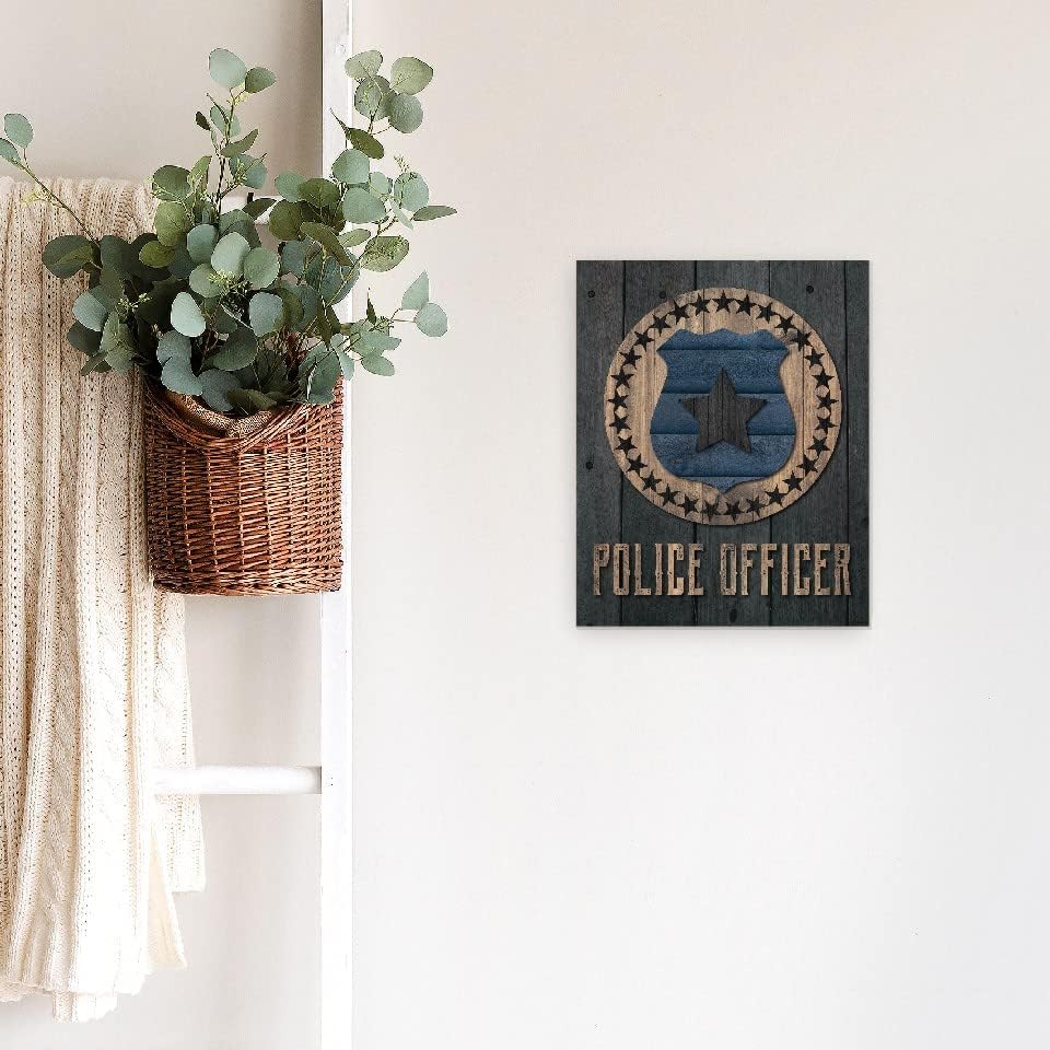 Police Officer Badge Farmhouse Wall Decor Sign 12x15