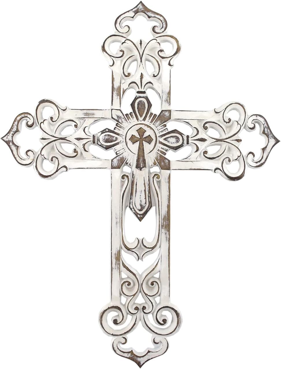Comfy Hour 13-Inch Silver Wall Cross Religious Decor