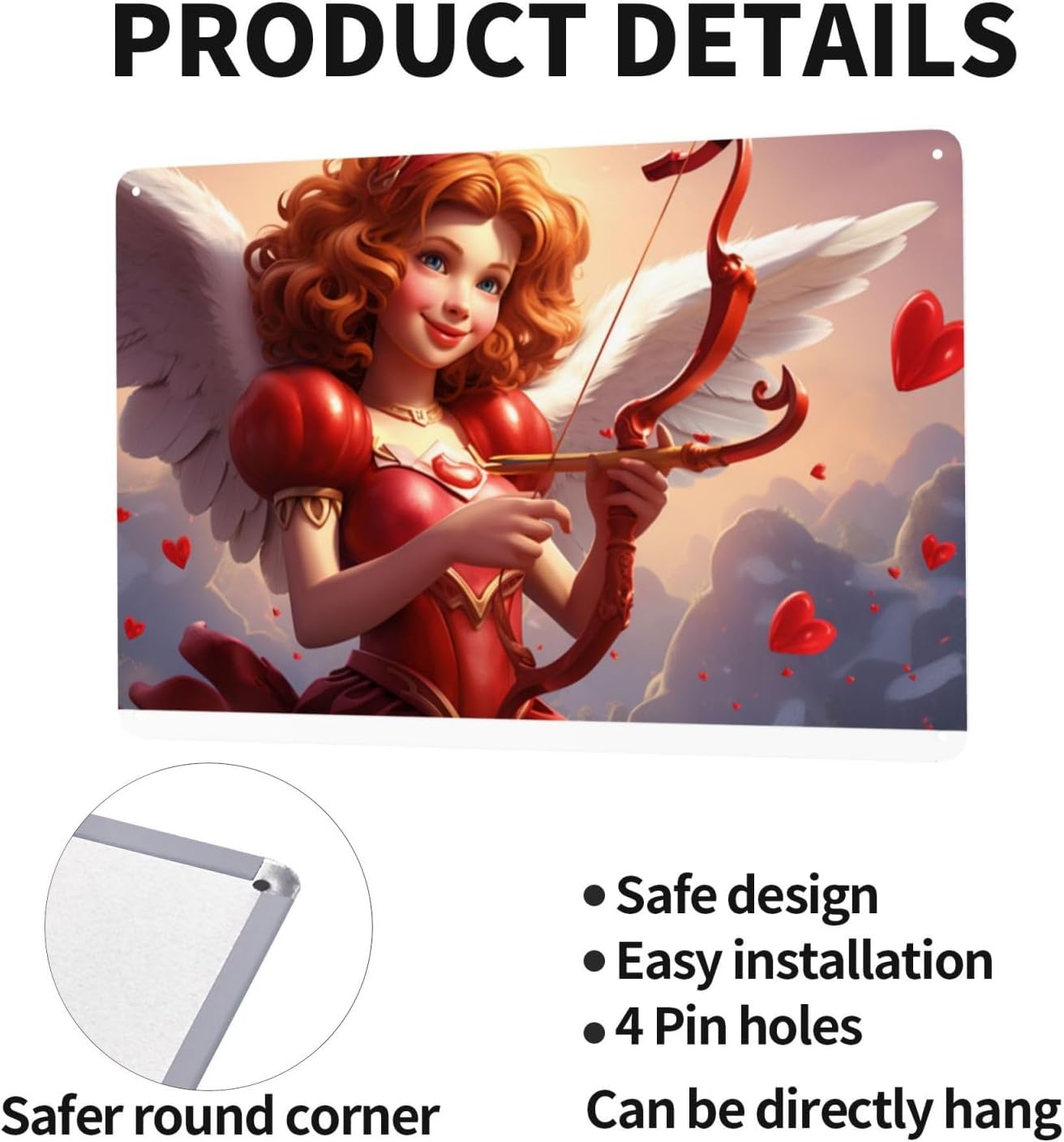 Enchanting Cupid Charm Tin Sign 12x8inch