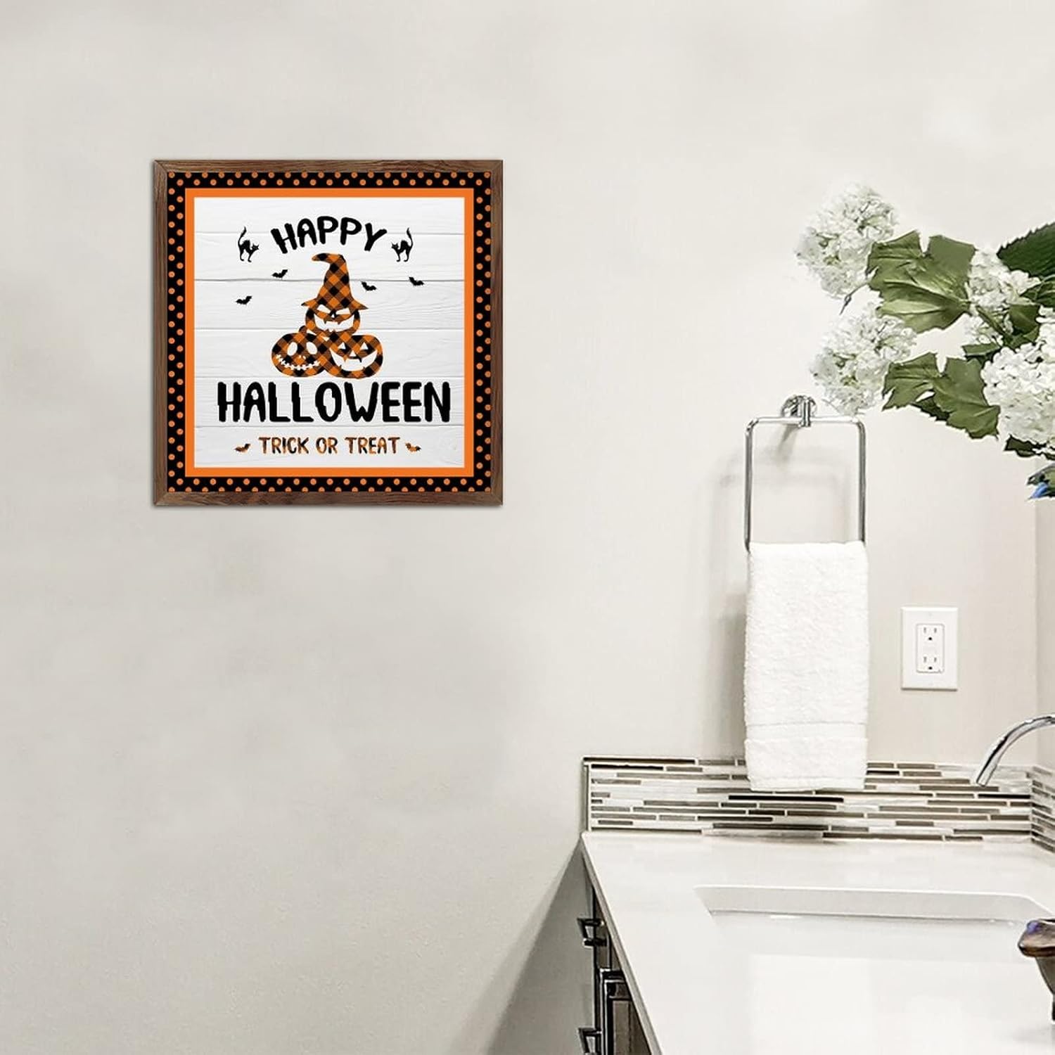 Happy Halloween Wood Framed Wall Decor Sign
