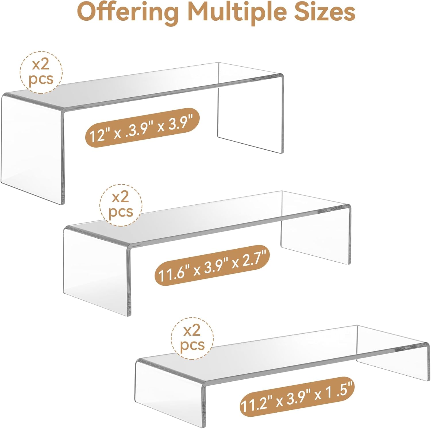 ANDGOO Clear Acrylic Display Risers 2 Sets