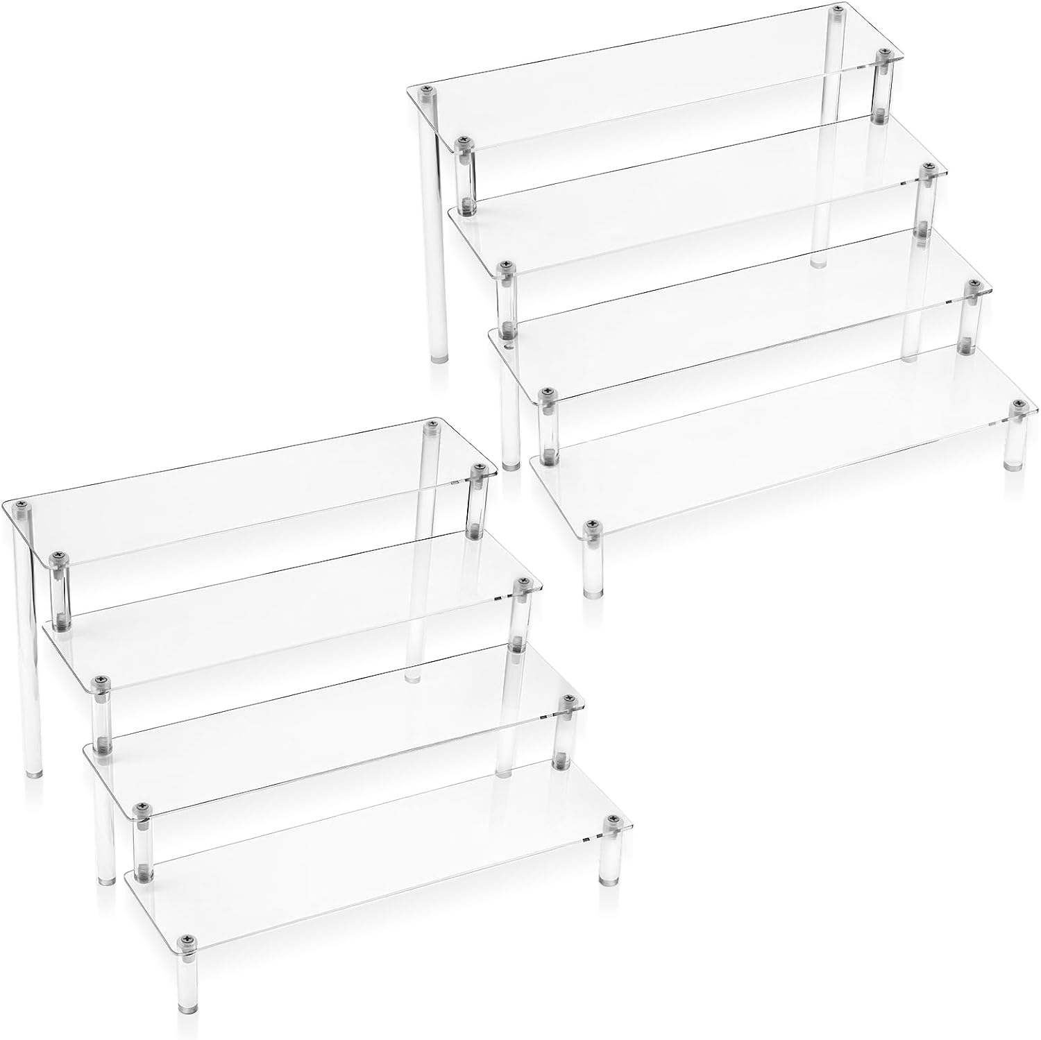 2 Pack 4 Tier Acrylic Display Risers for Organizing and Showcasing
