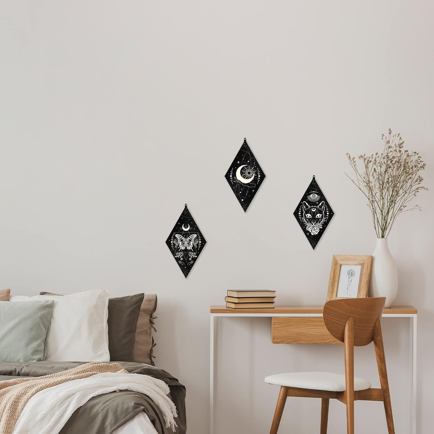 CRASPIRE 3pcs Boho Wall Decorations Wood Signs