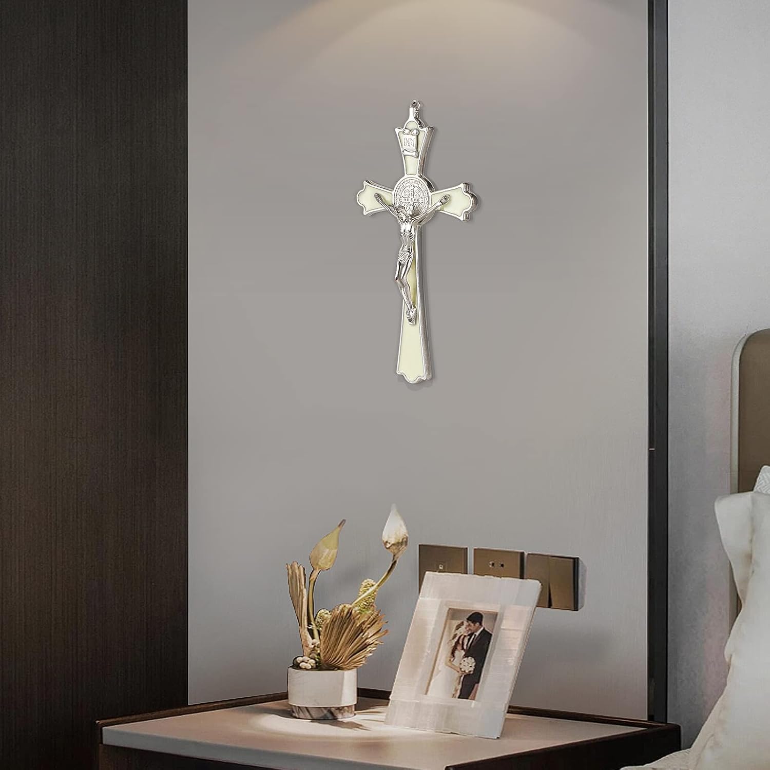 VINETEN Saint Benedict Enamel Wall Cross 8 Inch