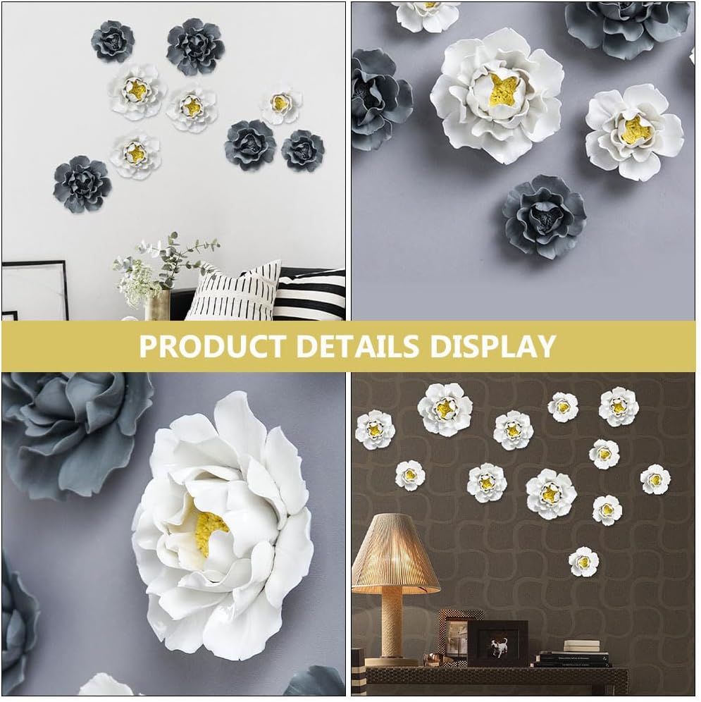 Beavorty 3D Ceramic Flower Wall Art Decor