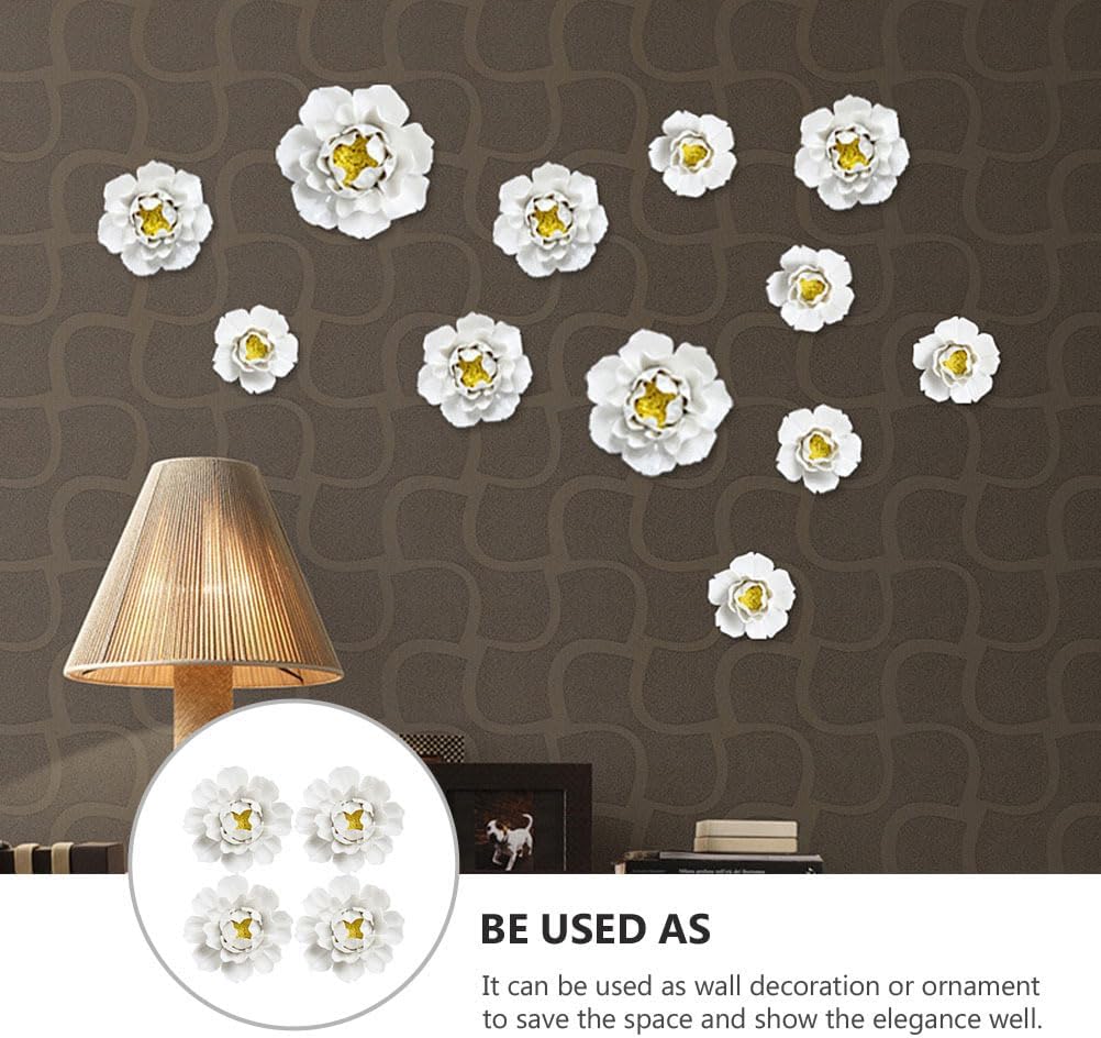 Beavorty 3D Ceramic Flower Wall Art Decor