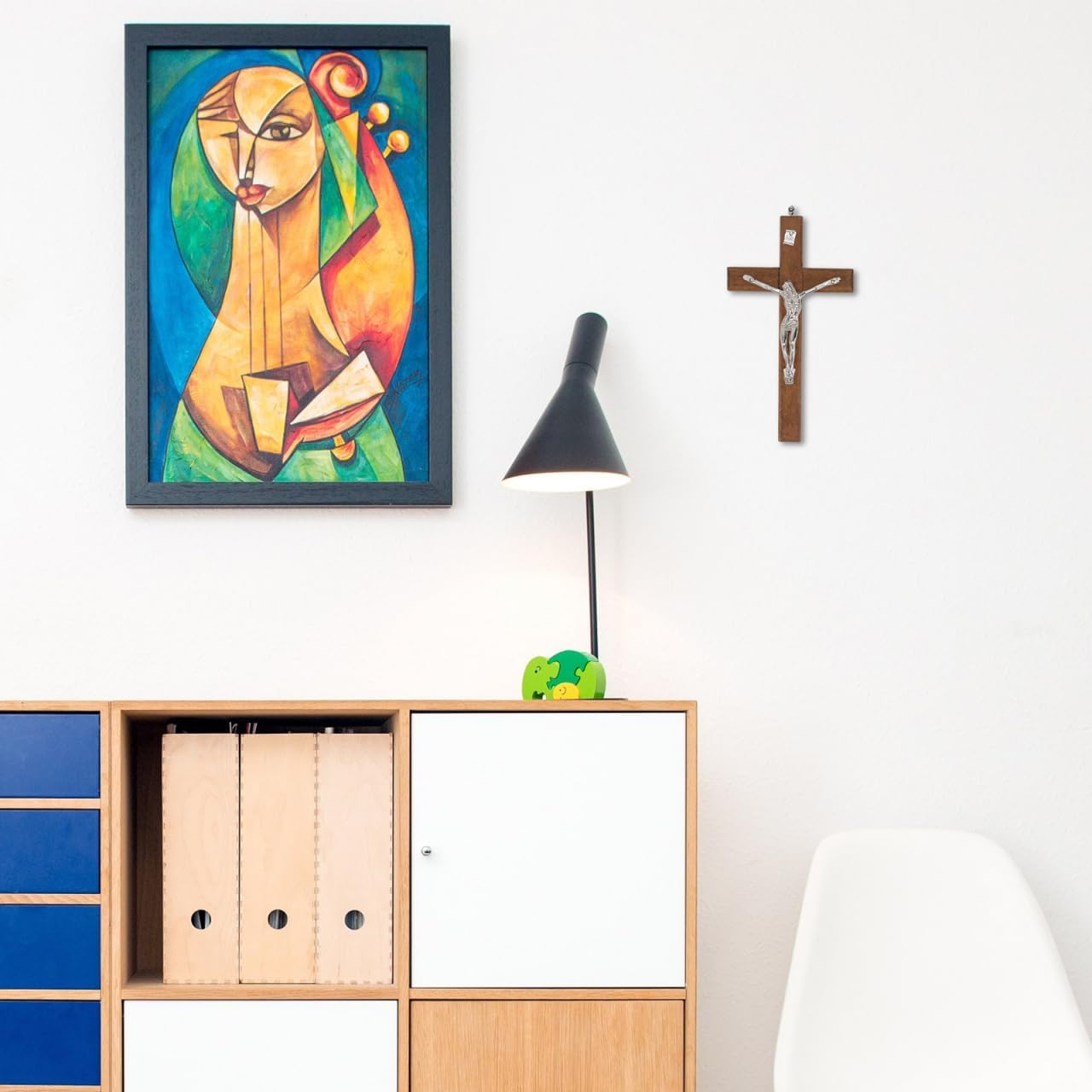 BESTOYARD Wood Wall Art 3 Pack - 5-Inch Medal Holy Crucifix Cross