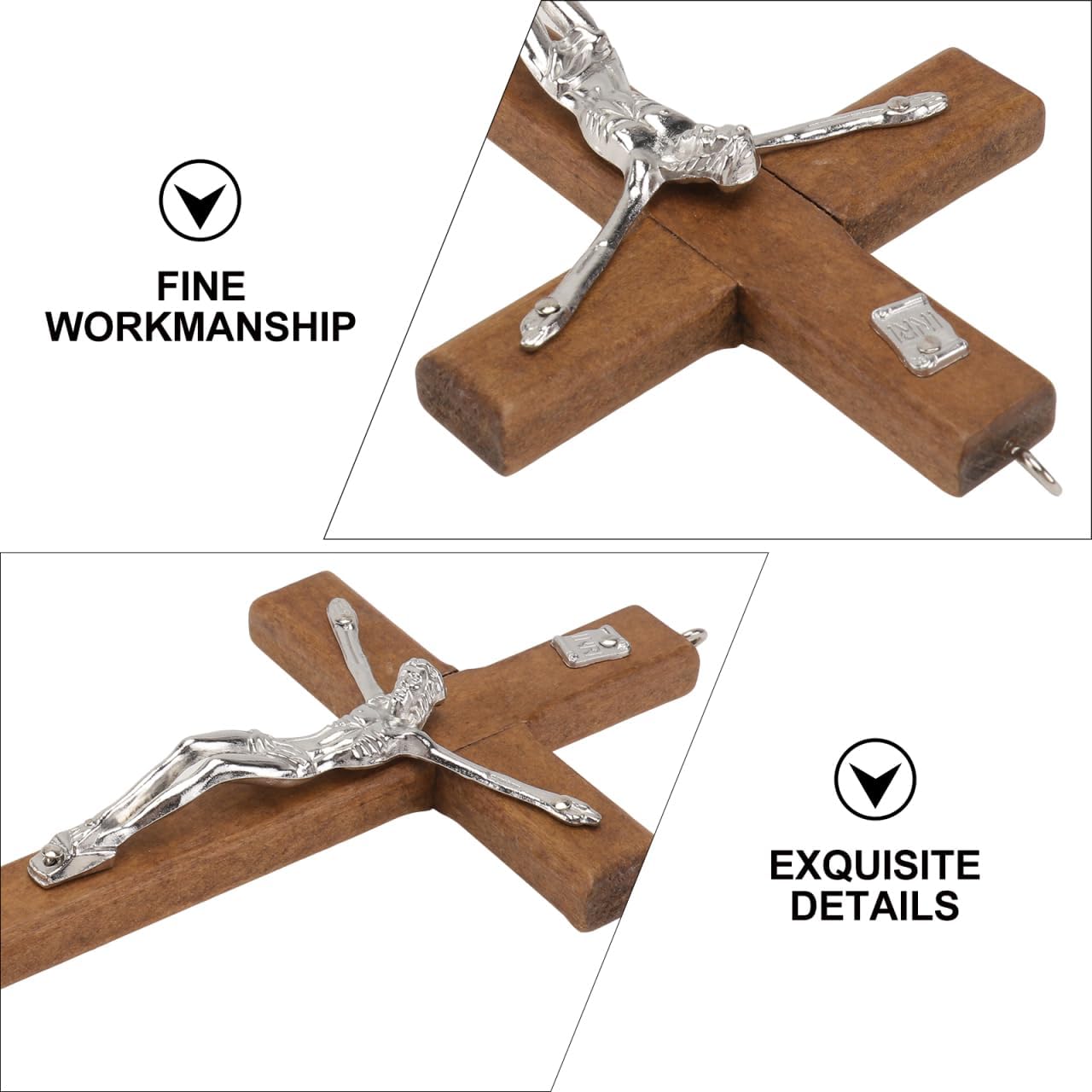 BESTOYARD Wood Wall Art 3 Pack - 5-Inch Medal Holy Crucifix Cross