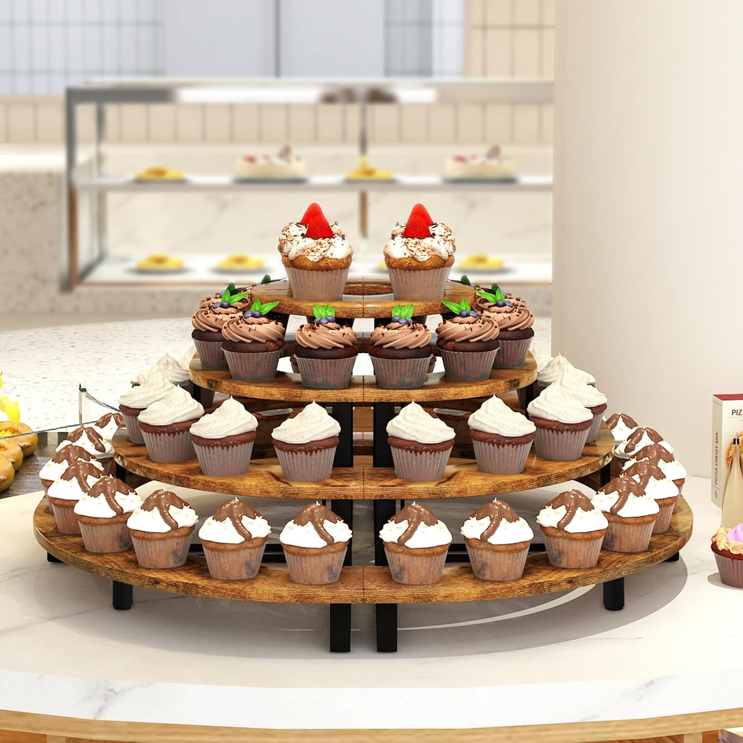 ELITEROO 4 Tier Display Stand with Curved Corner