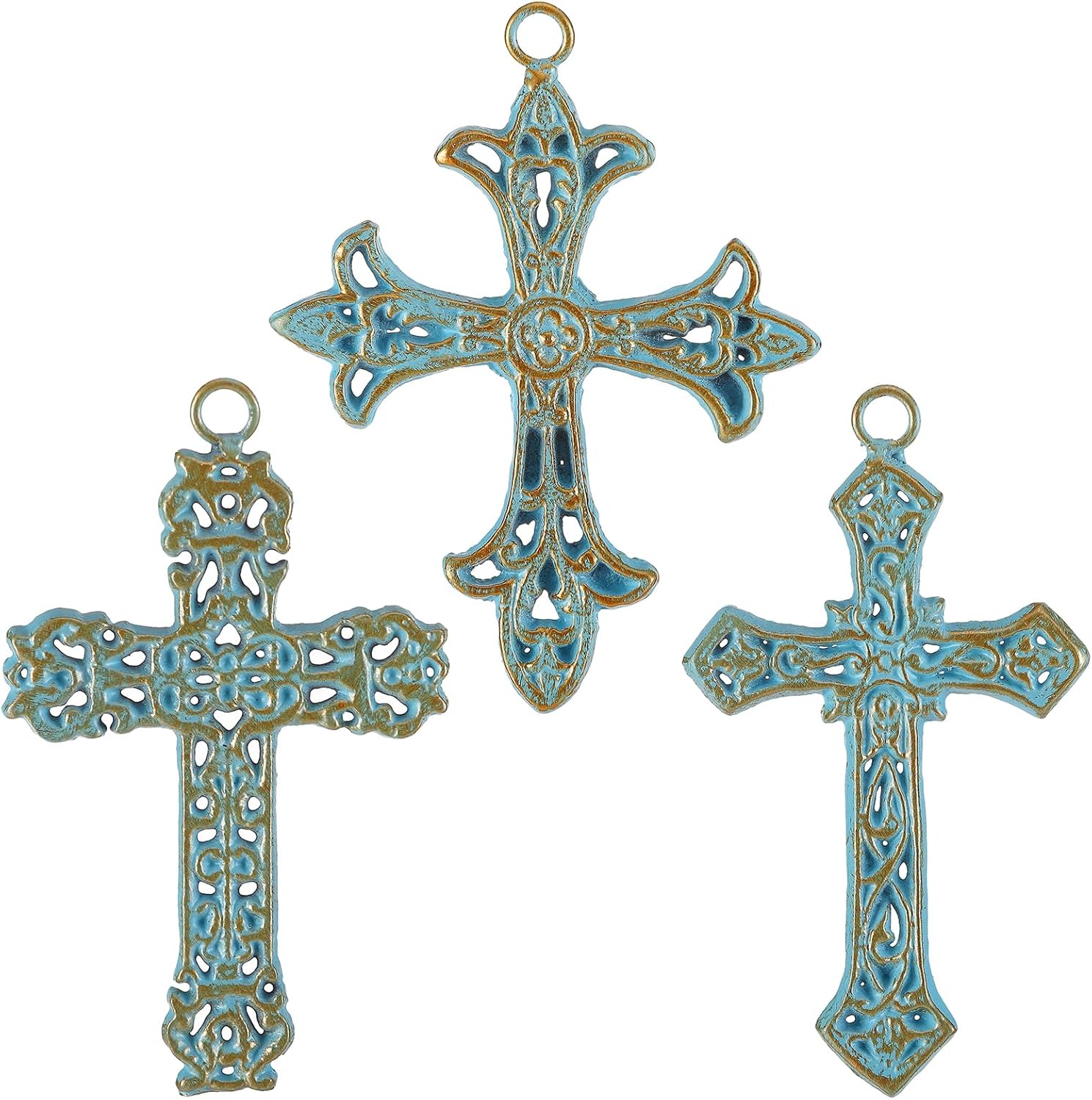 3 Pcs Cast Iron Crosses Wall Decor Set