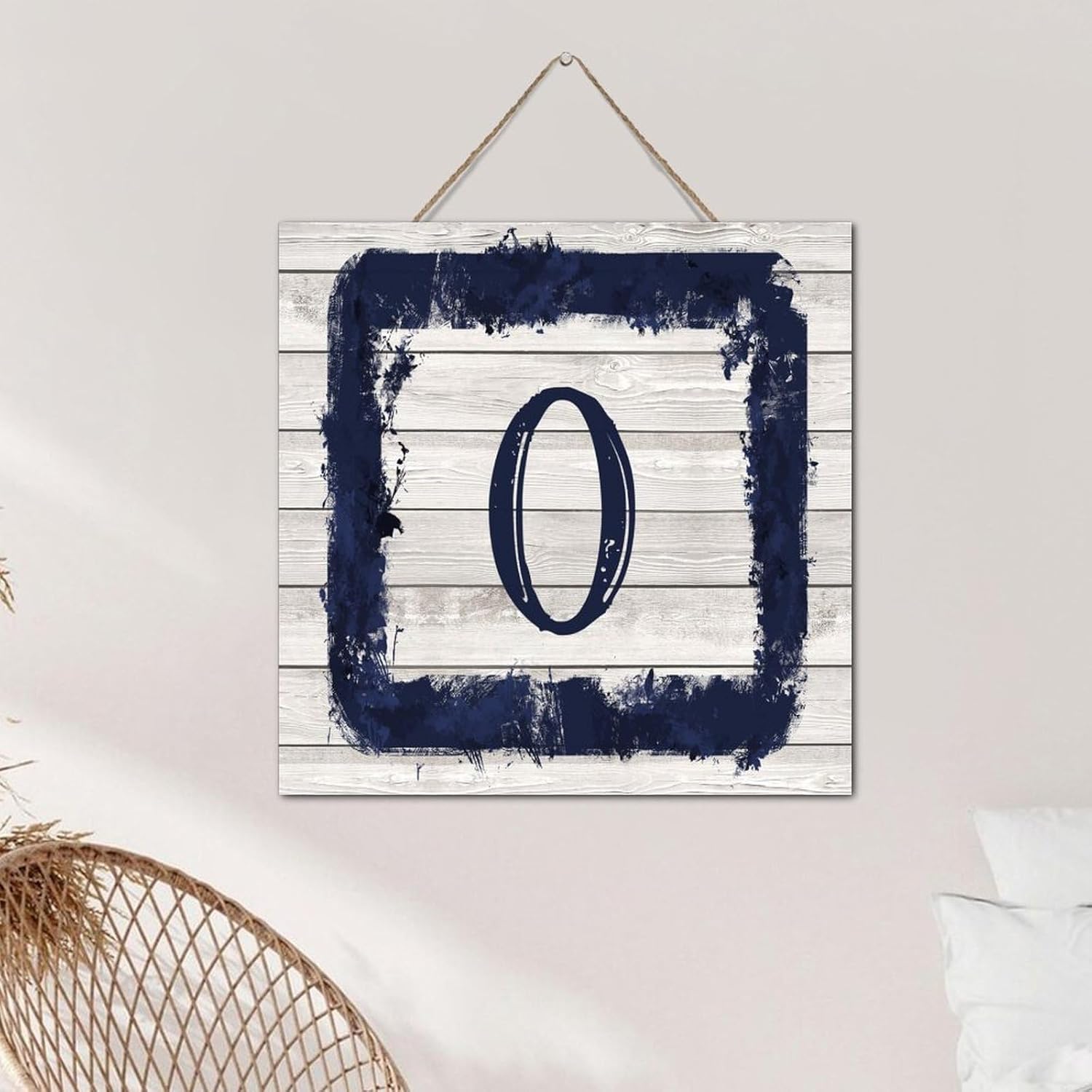 Monogram Letter O Wall Decor Wood Sign 12x12 Inch