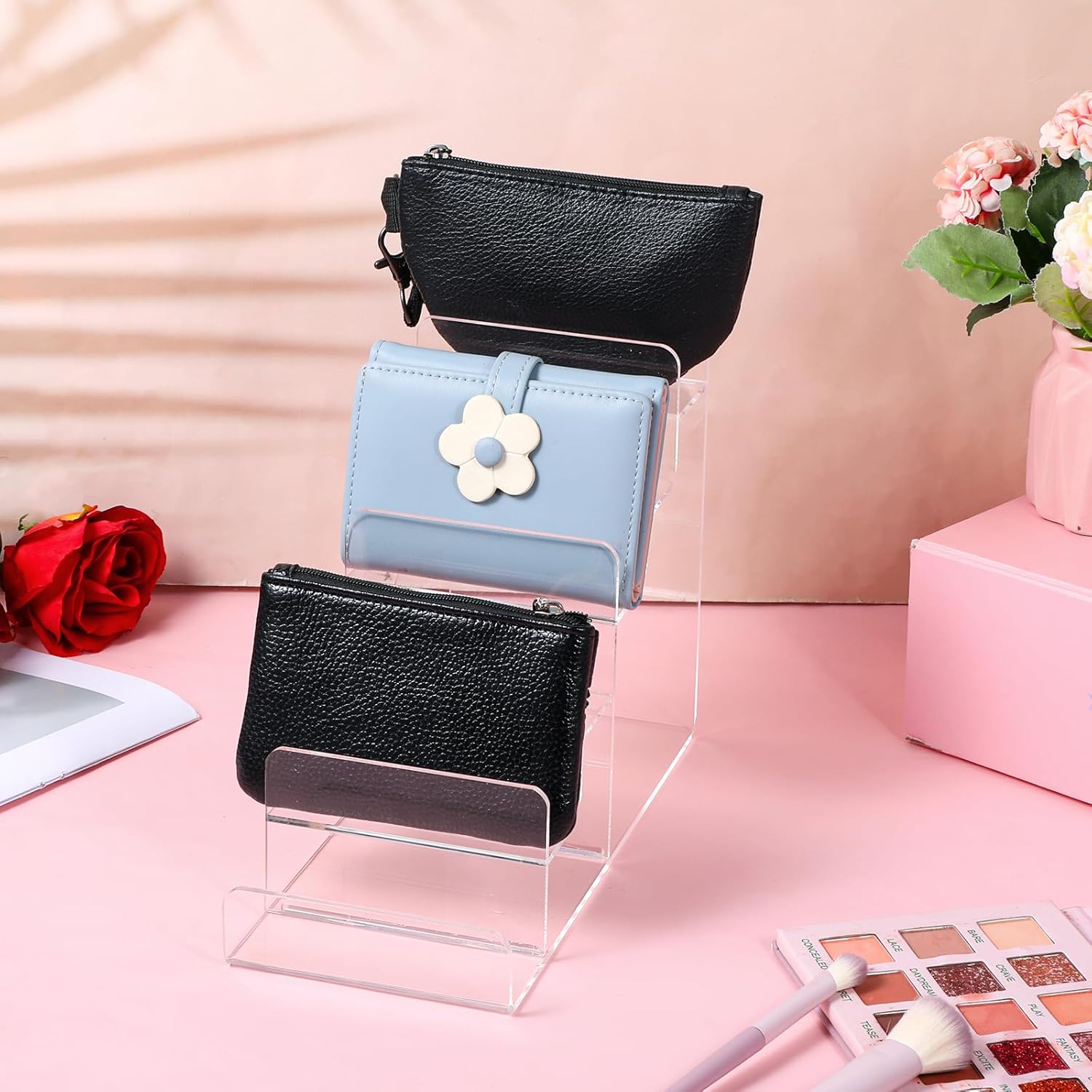 6 Tier Wallet Display Stand with Clear Acrylic Base
